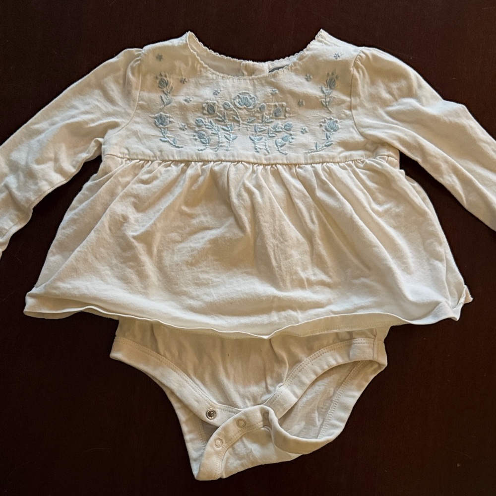 GAP Cream Baby Onesie with Blue Detail